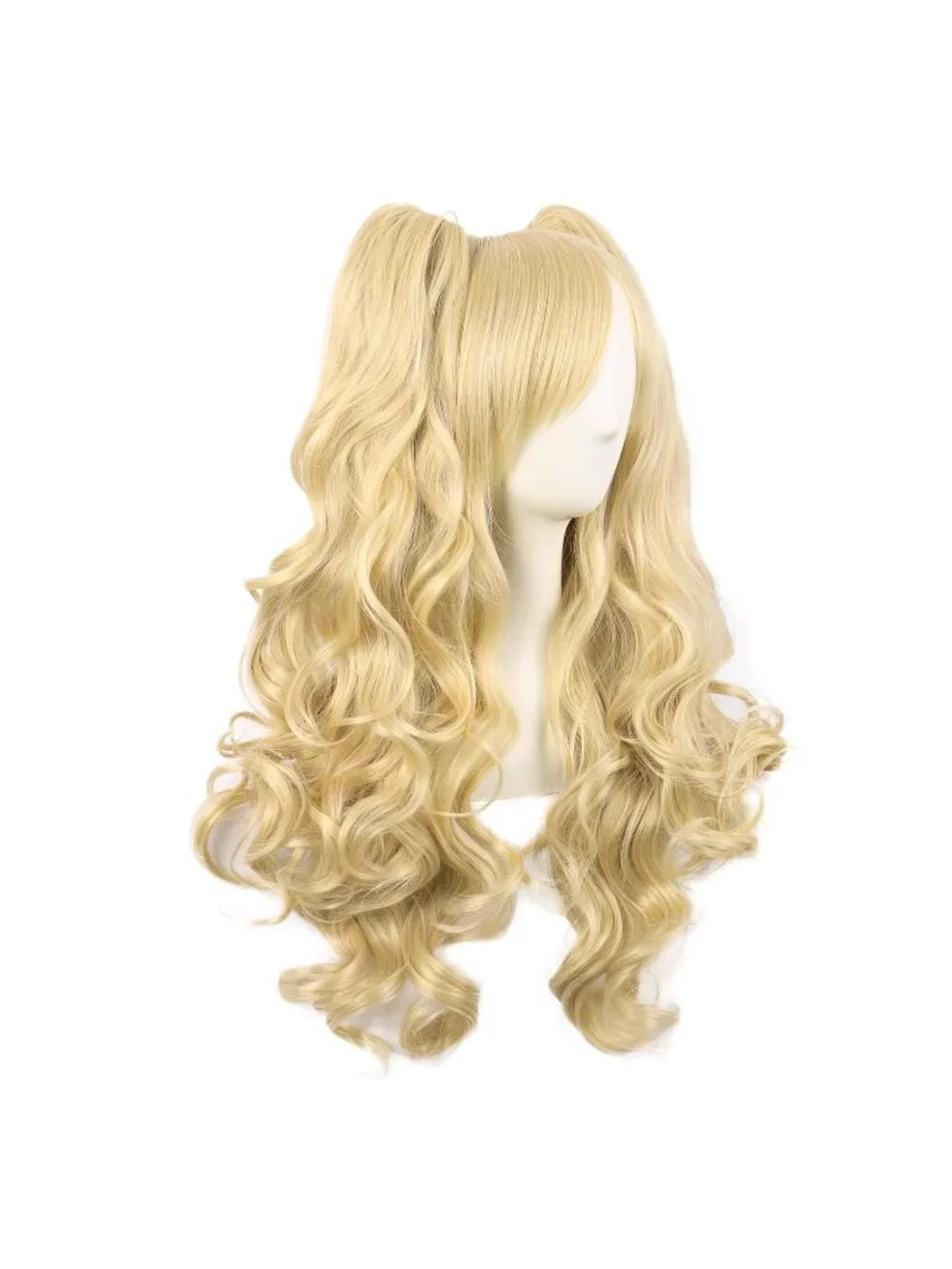Women's Mixed Golden 28 Inch Lolita Long Curly 2 Ponytails Clip On Cosplay Wigs